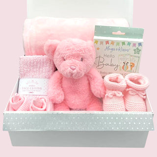 Baby Girls Hamper Gift Set with a Luxury Magnetic Gift Box - Pink Teddy - BLOSSOM & MOON
