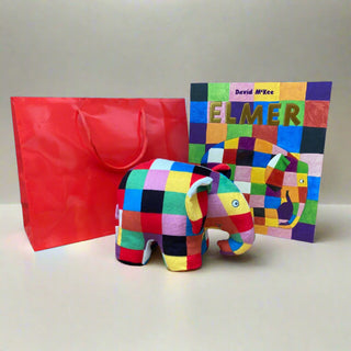 Elmer Gift Bundle - Soft Toy, Paperback Book & Gift Bag - BLOSSOM & MOON