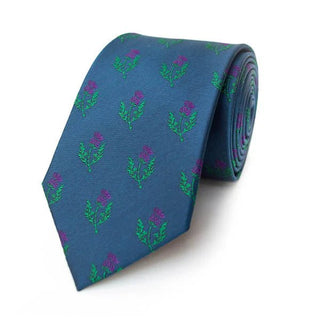 Fox and Chave Thistles Dark Blue Silk Tie - BLOSSOM & MOON