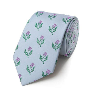 Fox and Chave Thistles Pale Blue Silk Tie - BLOSSOM & MOON