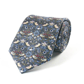 Fox and Chave V&A William Morris Strawberry Thief Blue Silk Tie - BLOSSOM & MOON