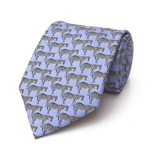 Fox and Chave V&A Zebra Blue Silk Tie - BLOSSOM & MOON