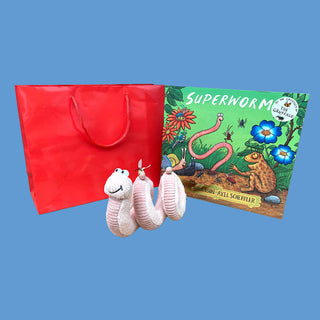 Superworm Gift Bundle - Soft Toy, Paperback Book & Gift Bag - BLOSSOM & MOON