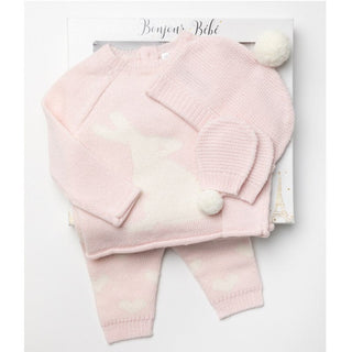 Baby Girls Knitted 4 piece Gift Set - Bunny - BLOSSOM AND MOON