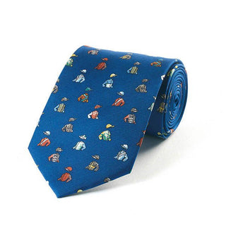 Fox and Chave Bryn Parry Jockey Silks Blue Silk Tie - BLOSSOM AND MOON