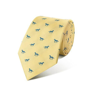Fox and Chave Galloping Horses Lemon Silk Tie - BLOSSOM AND MOON