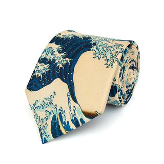 Fox and Chave Hokusai Wave Silk Tie - BLOSSOM & MOON