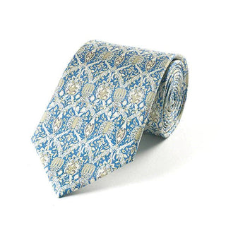 Fox and Chave Morris Broche Blue Silk Tie - BLOSSOM & MOON