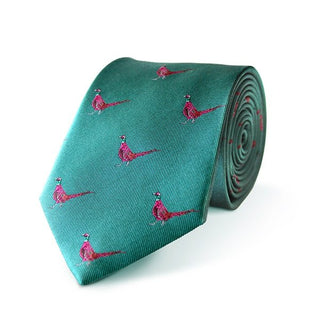 Fox and Chave Pheasant Jade Silk Tie - BLOSSOM AND MOON