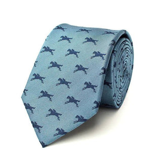 Fox and Chave Racehorses Light Blue Silk Tie - BLOSSOM AND MOON