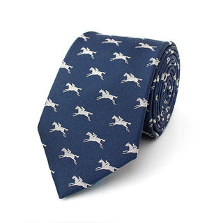 Fox and Chave Racehorses Navy Silk Tie - BLOSSOM AND MOON