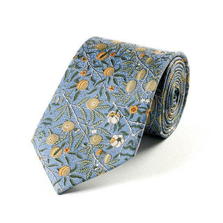Fox and Chave V&A William Morris Blue Fruits Silk Tie - BLOSSOM AND MOON