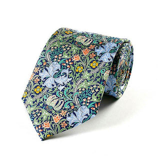 Fox and Chave William Morris Golden Lily Green Silk Tie - BLOSSOM AND MOON