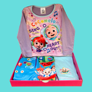 Girls Cocomelon Bedtime Bundle Gift Set - Onesie & Long Pyjamas - BLOSSOM AND MOON