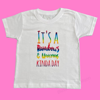 'It's a Rainbows & Unicorns Kinda Day' Kids T Shirt - BLOSSOM AND MOON