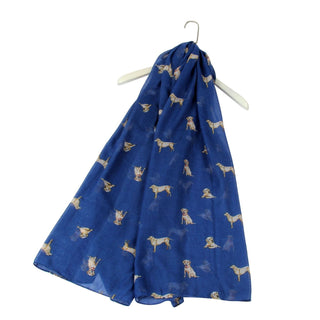 Labrador Dog print scarf Navy Blue (Optional Gift Box) - BLOSSOM AND MOON
