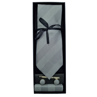 Luxury Grantchester and Cavendish Grey Striped Silk Tie set - BLOSSOM AND MOON