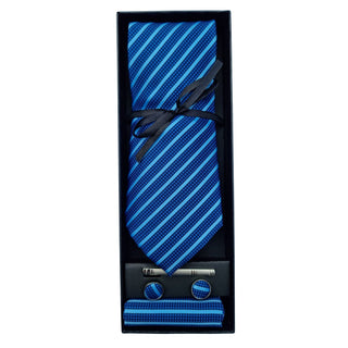 Luxury Grantchester and Cavendish Striped Blue Silk Tie set - BLOSSOM AND MOON