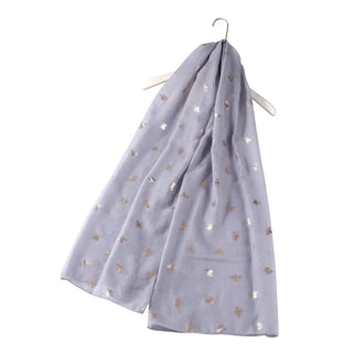 Rose Gold BEE print scarf Light Grey (Optional Gift Box) - BLOSSOM AND MOON