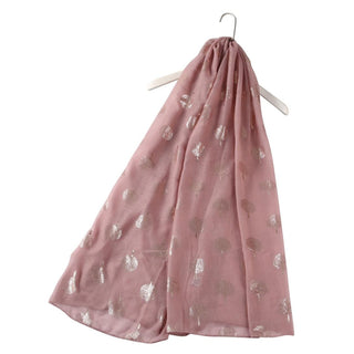 Rose Gold TREE print scarf Dusky Pink (Optional Gift Box) - BLOSSOM AND MOON