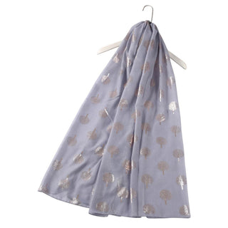 Rose Gold TREE print scarf Light Grey (Optional Gift Box) - BLOSSOM AND MOON