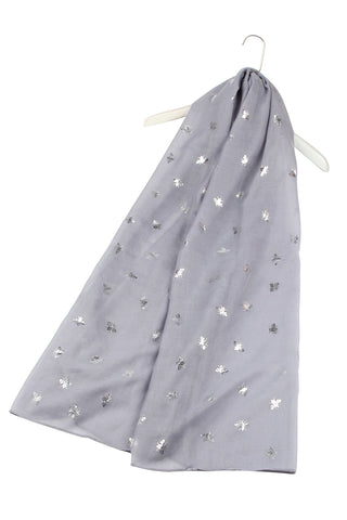 Silver BEE print scarf Grey (Optional Gift Box) - BLOSSOM AND MOON