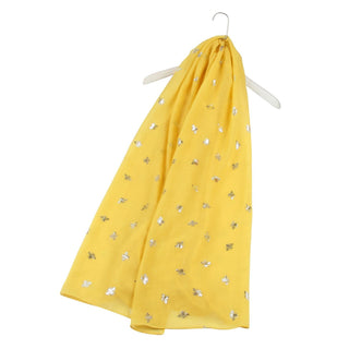 Silver BEE print scarf Yellow (Optional Gift Box) - BLOSSOM AND MOON