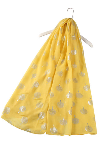 Silver TREE print scarf Yellow (Optional Gift Box) - BLOSSOM AND MOON
