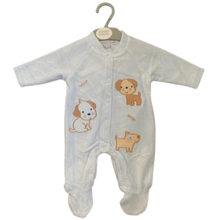 Tiny Baby Boys Velour Sleepsuit - Woof - BLOSSOM AND MOON