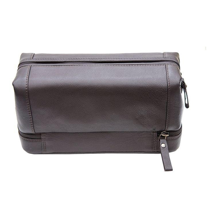 Black Leather Toiletry Bag